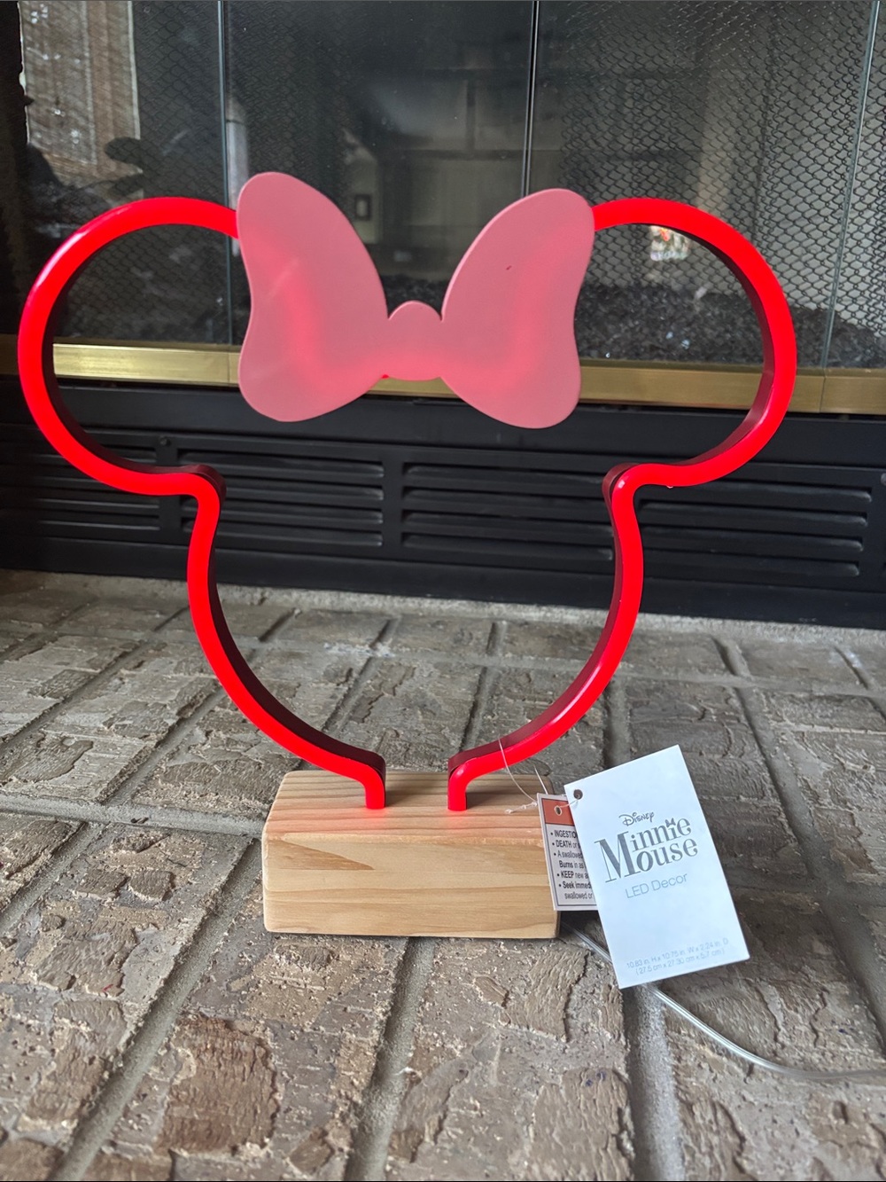 Disney Minnie Mouse Red LED Light Accent Decor Red w/Pink Bow 10" Kids GIFT NEW